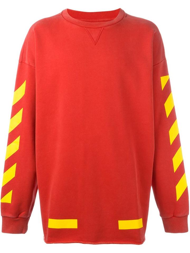 Off-white Stripes Detail Sweatshirt, Men's, Size: Xs, Red, Cotton