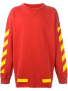 Off-white Stripes Detail Sweatshirt, Men's, Size: Xs, Red, Cotton