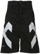 11 By Boris Bidjan Saberi Geometric Print Shorts, Men's, Size: Small, Black, Cotton/spandex/elastane