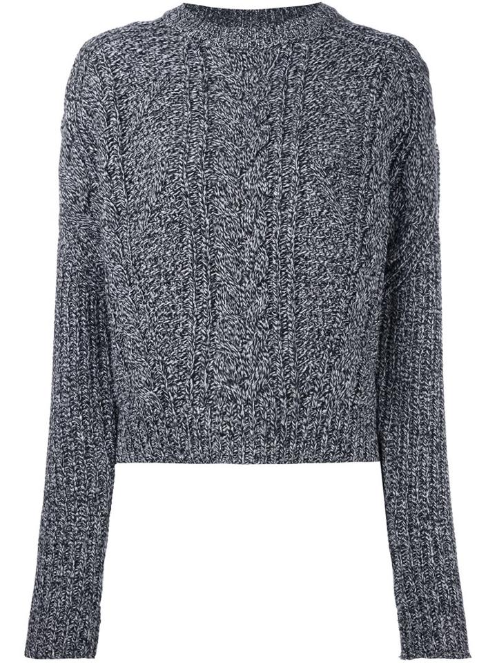 Carven Cable Knit Cropped Jumper, Women's, Size: Small, Black, Nylon/wool