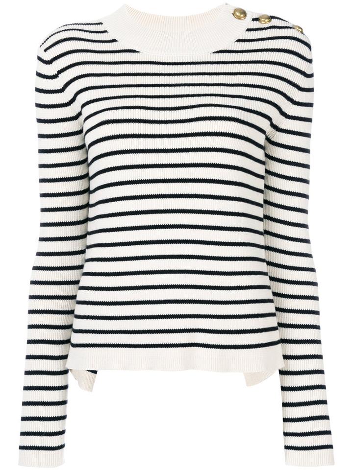 Red Valentino - Striped Jumper - Women - Cotton/polyamide - Xl, White, Cotton/polyamide