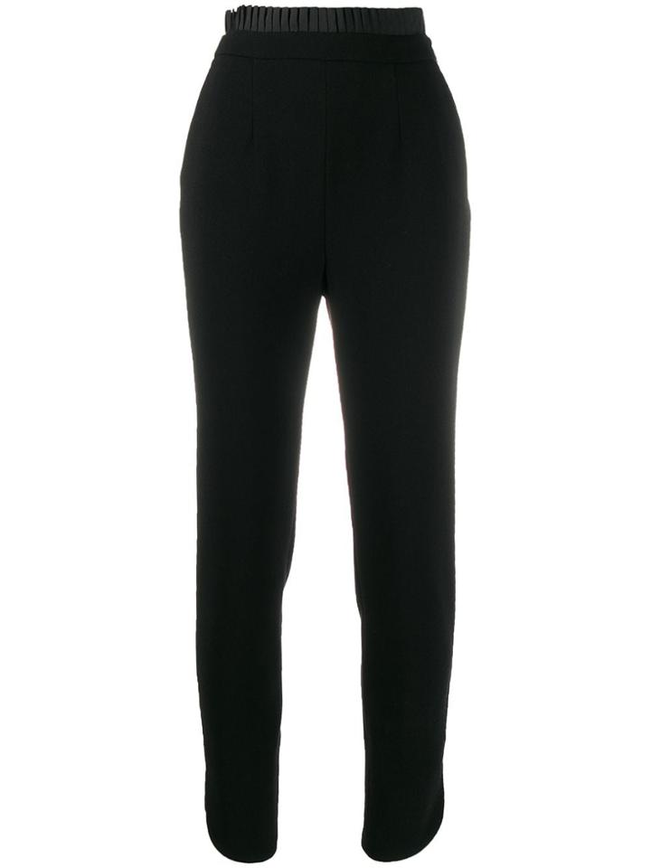 Just Cavalli Satin Pleat Trim Suit Trousers - Black