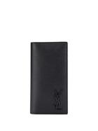 Saint Laurent Long Logo Appliqué Wallet - Black