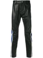 Diesel Striped Leather Trousers - Black