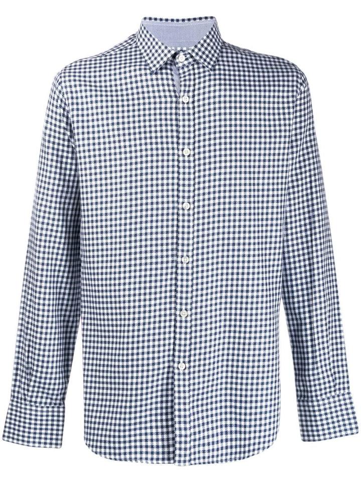 Canali Gingham Print Shirt - Blue
