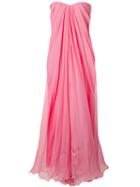 Alexander Mcqueen Draped Bustier Evening Dress, Size: 40, Pink/purple, Silk