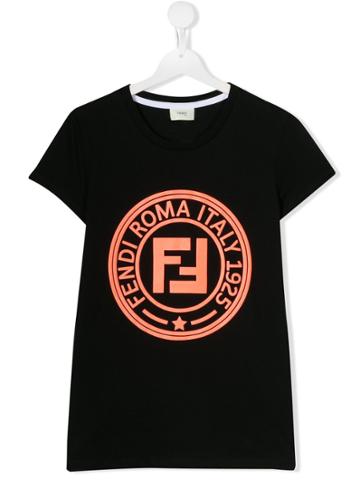 Fendi Kids Teen Ff Logo Print T-shirt - Black