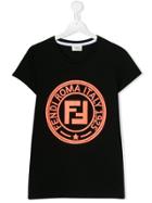 Fendi Kids Teen Ff Logo Print T-shirt - Black