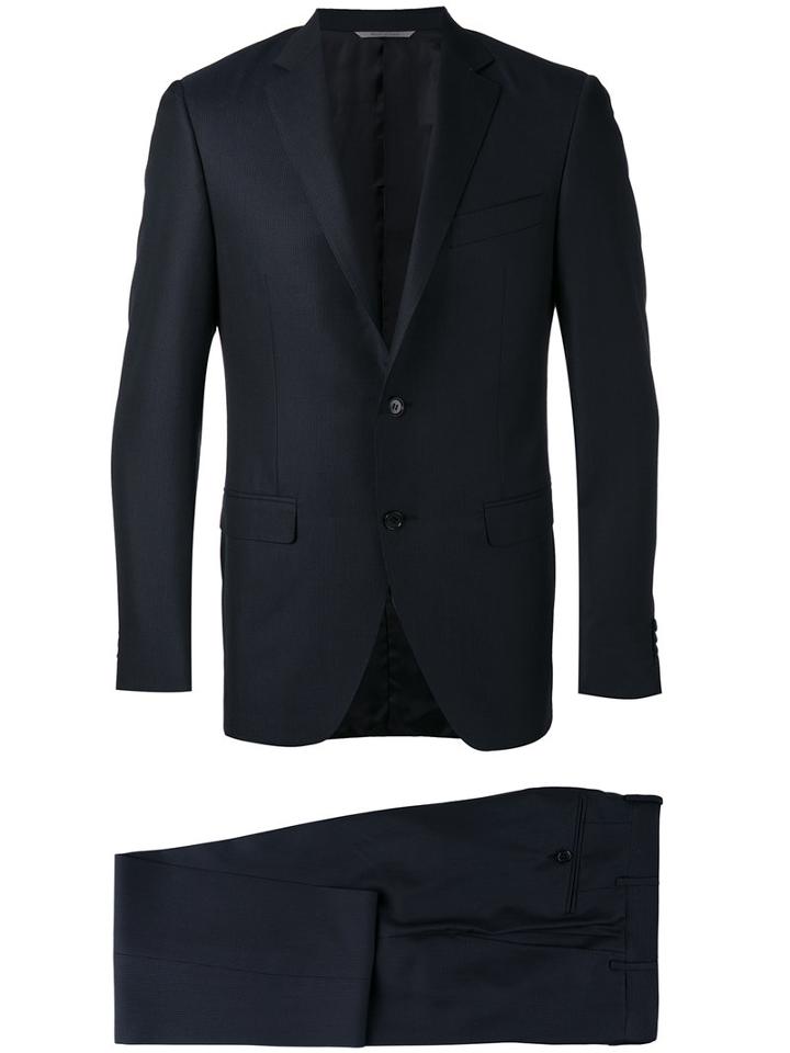 Canali Buttoned Cuffs Two-piece Suit, Men's, Size: 50, Black, Wool/silk/cupro