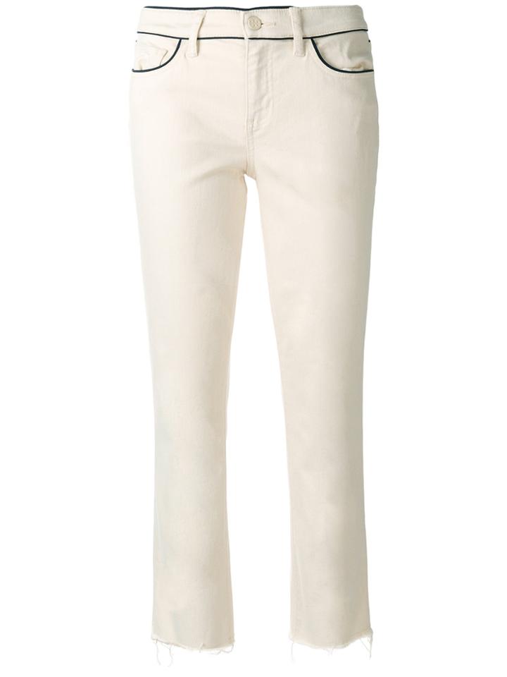 Tory Burch Sara Cropped Kick Boot Jeans - Nude & Neutrals