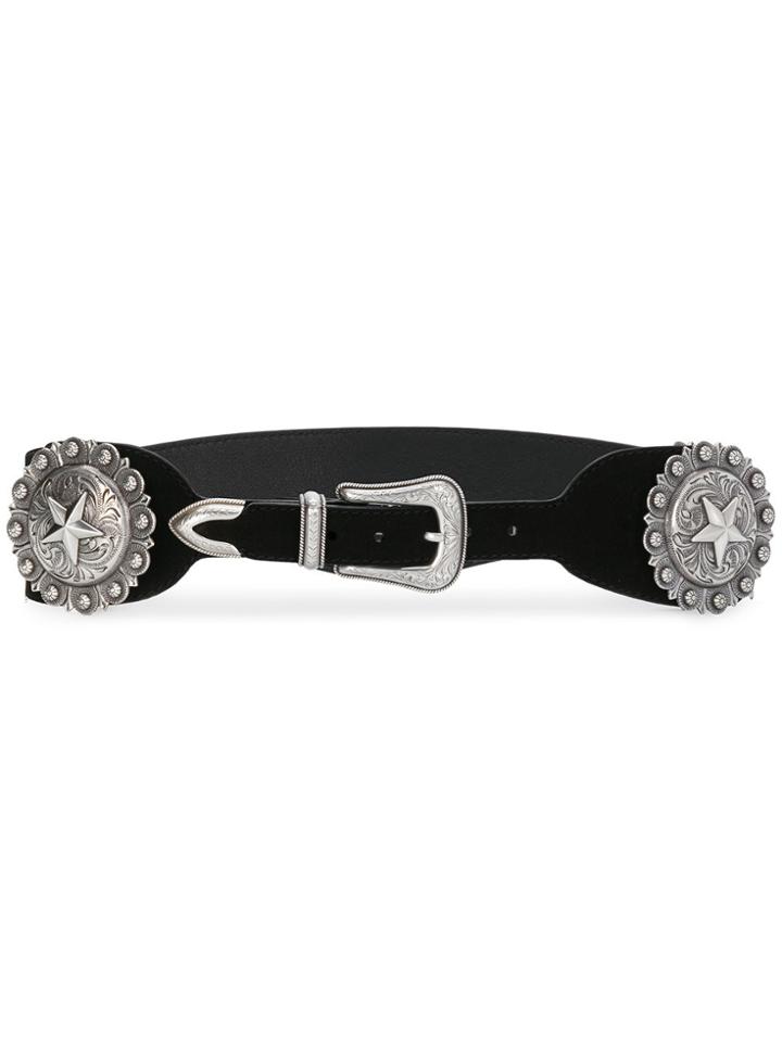 Kate Cate Star Plaque Western Buckle Belt - Black