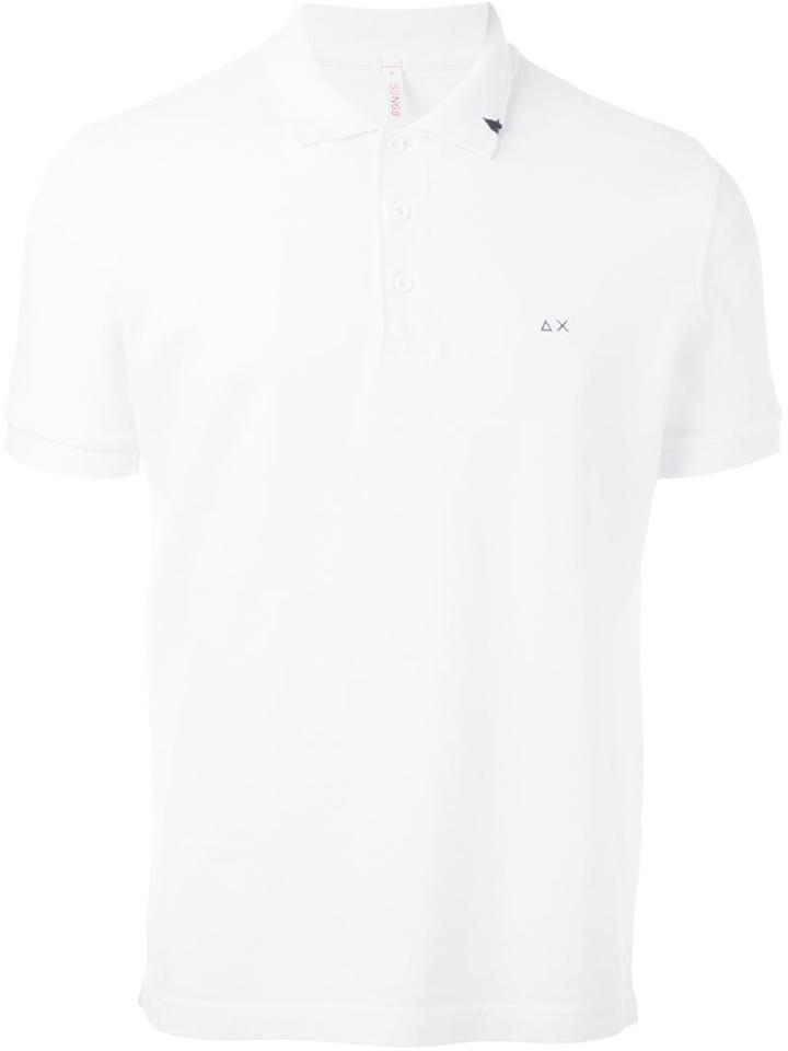 Sun 68 Logo Polo Shirt, Men's, Size: L, White, Cotton