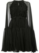Giambattista Valli - Sheer Sleeves Dress - Women - Silk/cotton/polyamide/viscose - 40, Black, Silk/cotton/polyamide/viscose