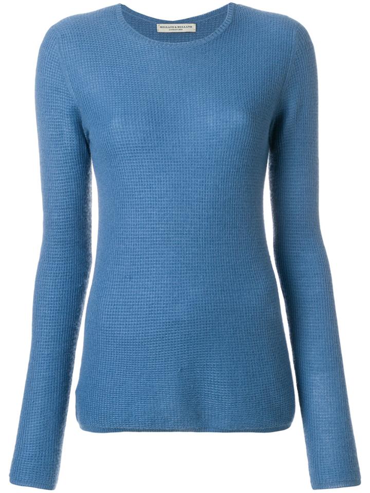 Holland & Holland Small Waffle Jumper - Blue