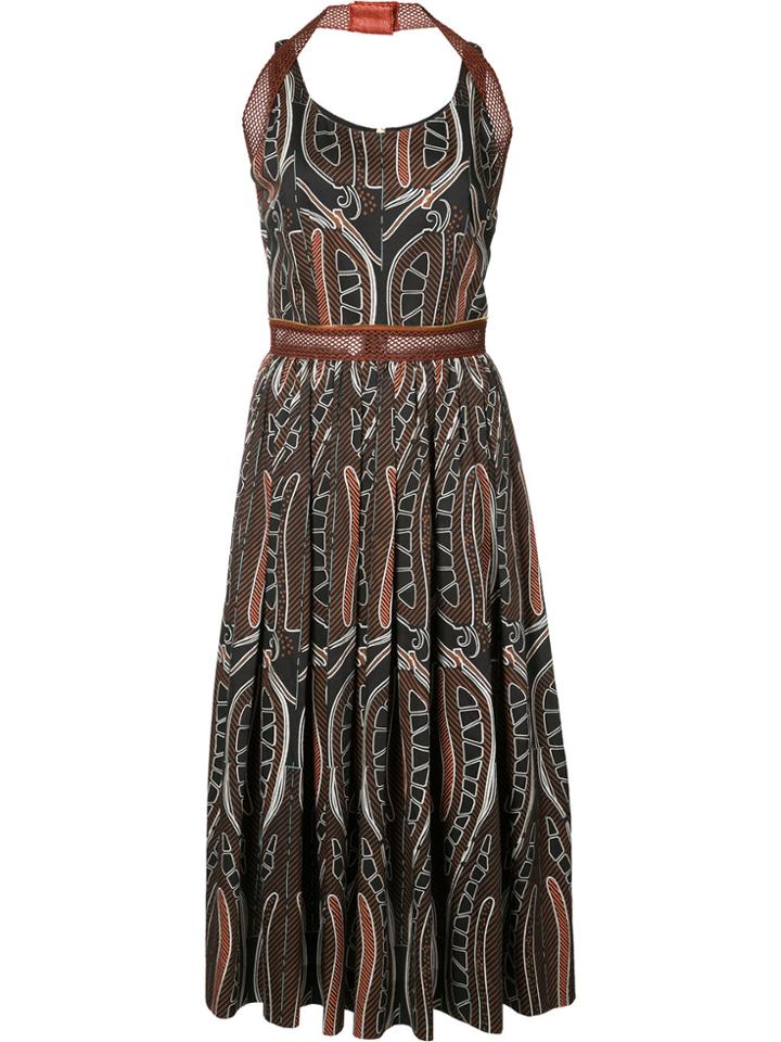 Sophie Theallet Printed Gathered Midi Dress - Brown