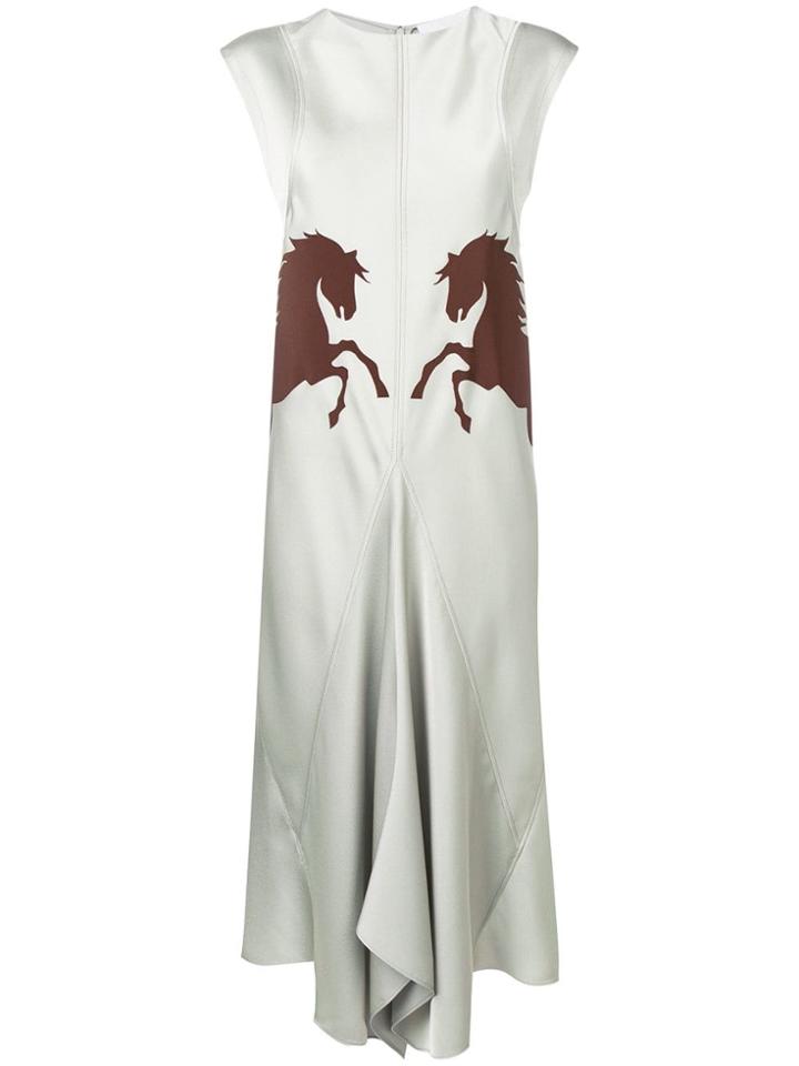 Chloé Mirror Horse Midi Dress - Grey