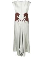 Chloé Mirror Horse Midi Dress - Grey