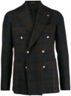 Tagliatore Tartan Double-breasted Jacket - Blue