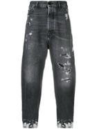 Diesel Black Gold Distressed Fitted Jeans - Grey