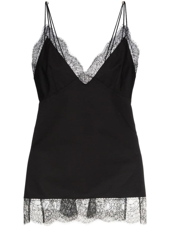 Khaite Carrie Lace Trim Cotton Tank Top - Black