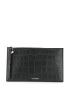 Alexander Mcqueen Crocodile-effect Clutch - Black