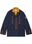 Gucci Felt Coat With Anchor Patch - Blue