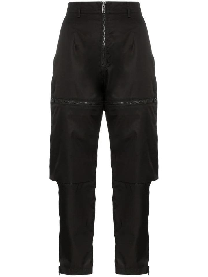 Prada Gabardine Zip-detail Trousers - Black