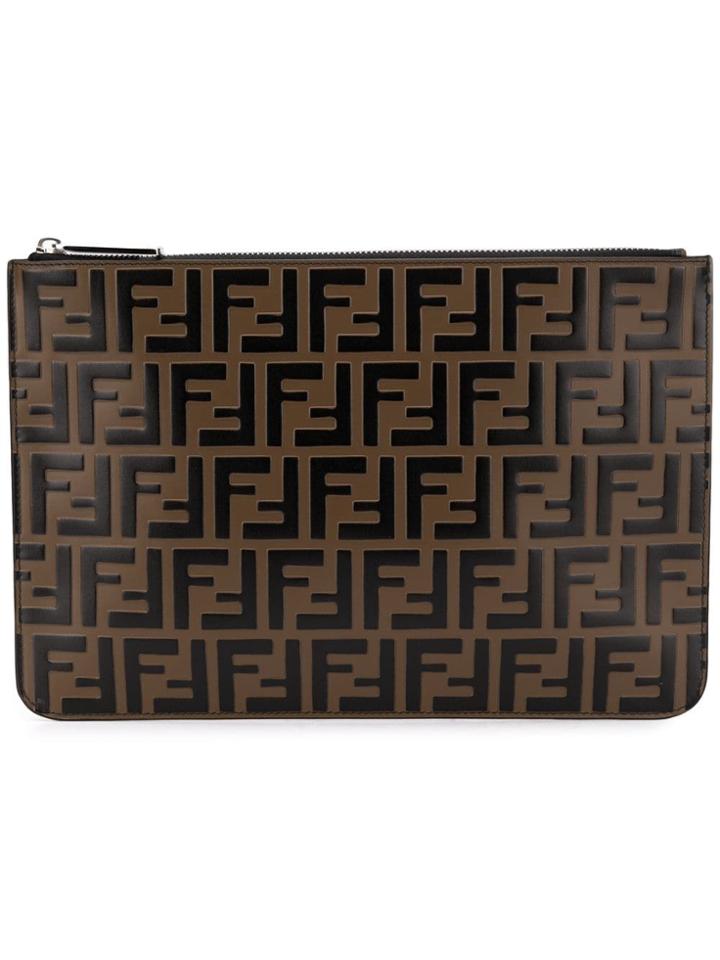 Fendi Ff Logo Pouch - Brown