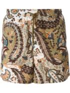 Etro Paisley Print Swim Shorts, Men's, Size: S, Green, Nylon