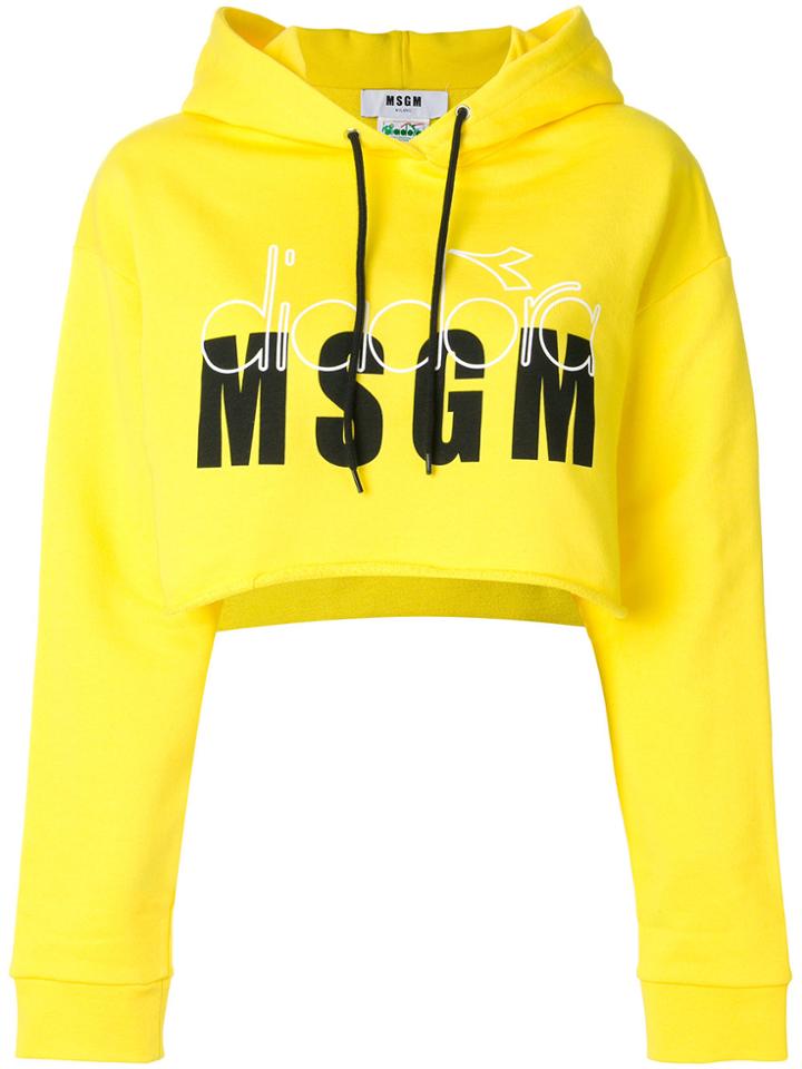 Msgm Cropped Hoody - Yellow & Orange