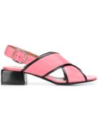 Marni Cross Over Strap Sandals - Pink & Purple