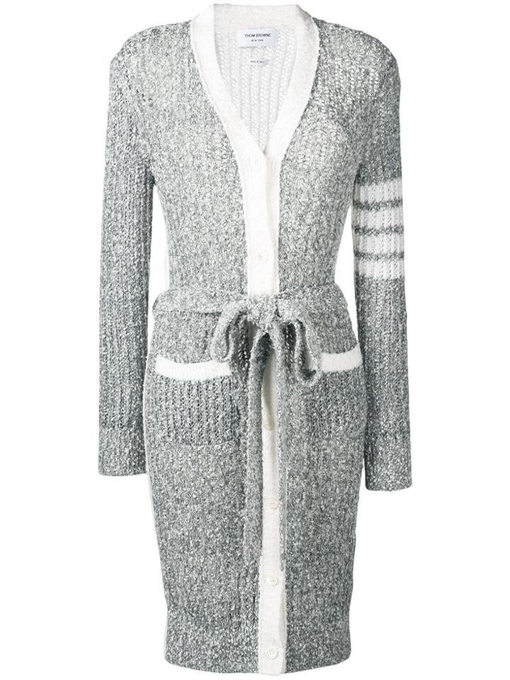 Thom Browne 4-bar Open Stitch Cardigan - Grey