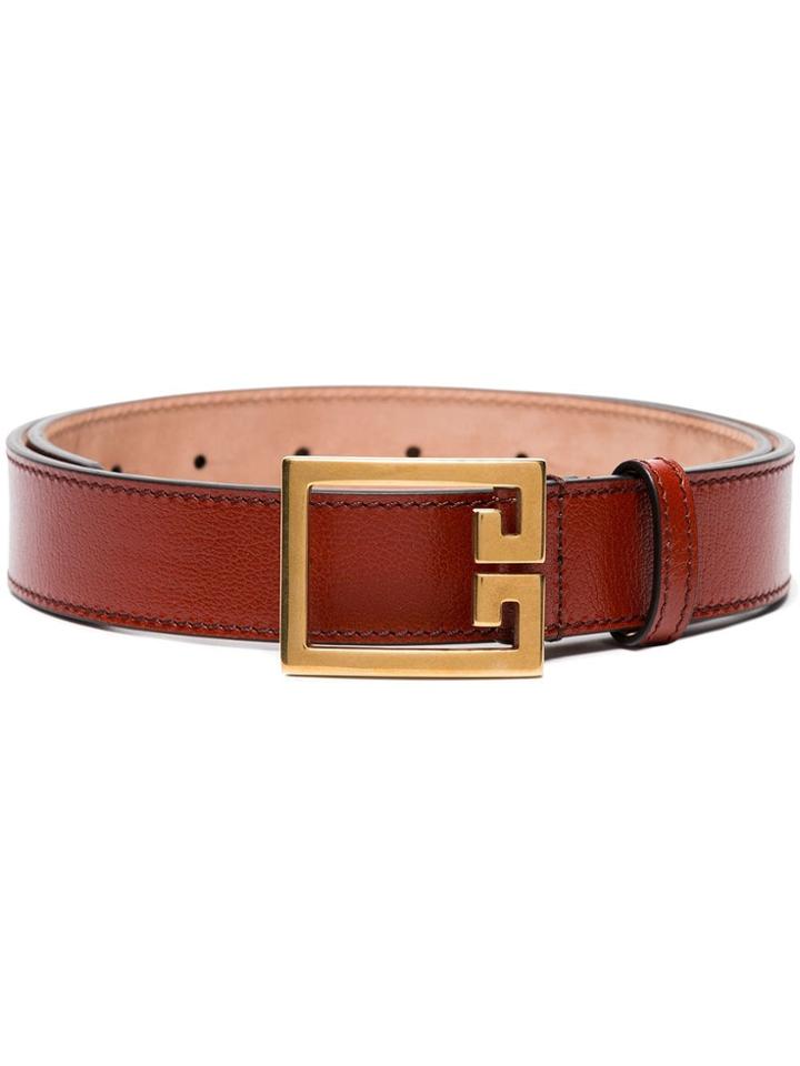 Givenchy Red Leather Logo Buckle Belt