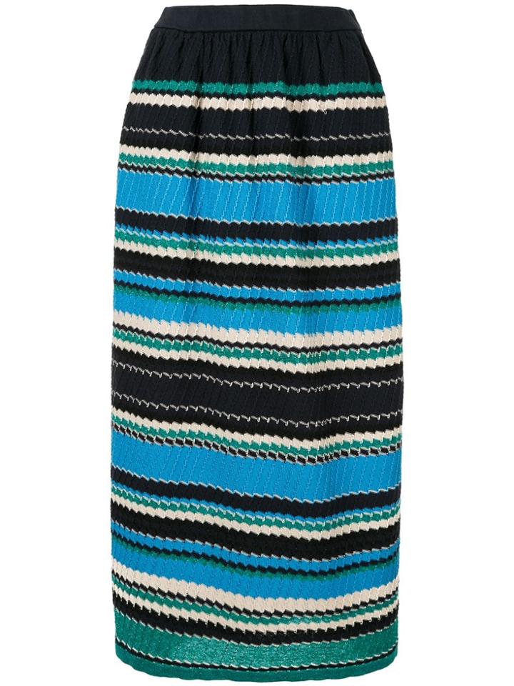 Coohem Striped Rib Knit Skirt - Blue