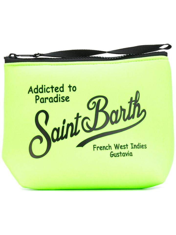 Mc2 Saint Barth - Logo Print Zip Clutch - Women - Neoprene - One Size, Green, Neoprene
