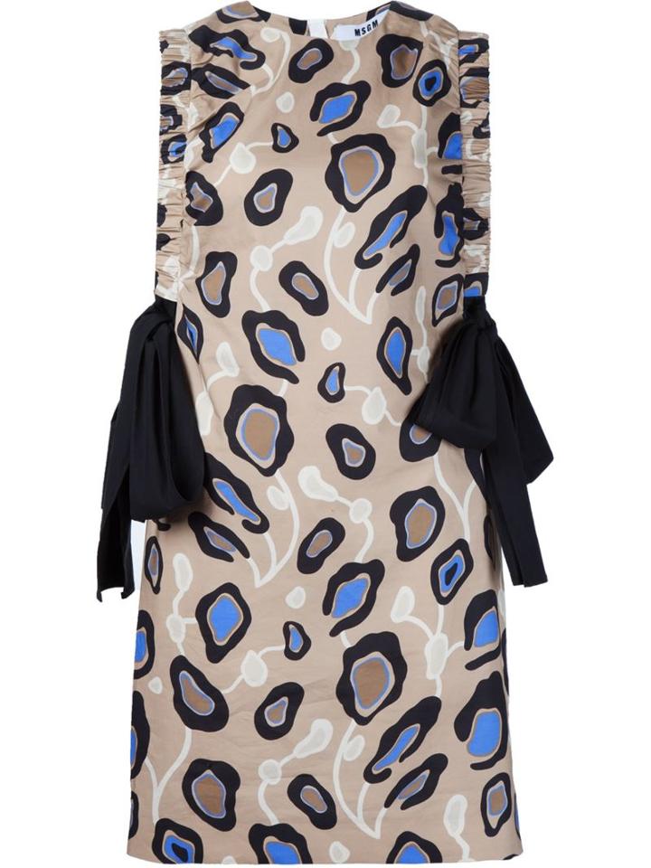 Msgm Side Bow Printed Dress