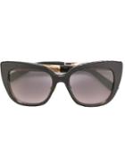 Jimmy Choo Eyewear - 'nita' Sunglasses - Women - Leather/acetate - One Size, Black, Leather/acetate