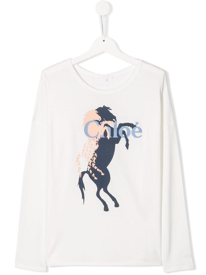Chloé Kids Printed T-shirt - White