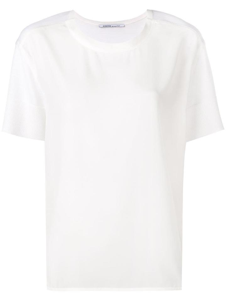 Agnona Curved Hem T-shirt - White