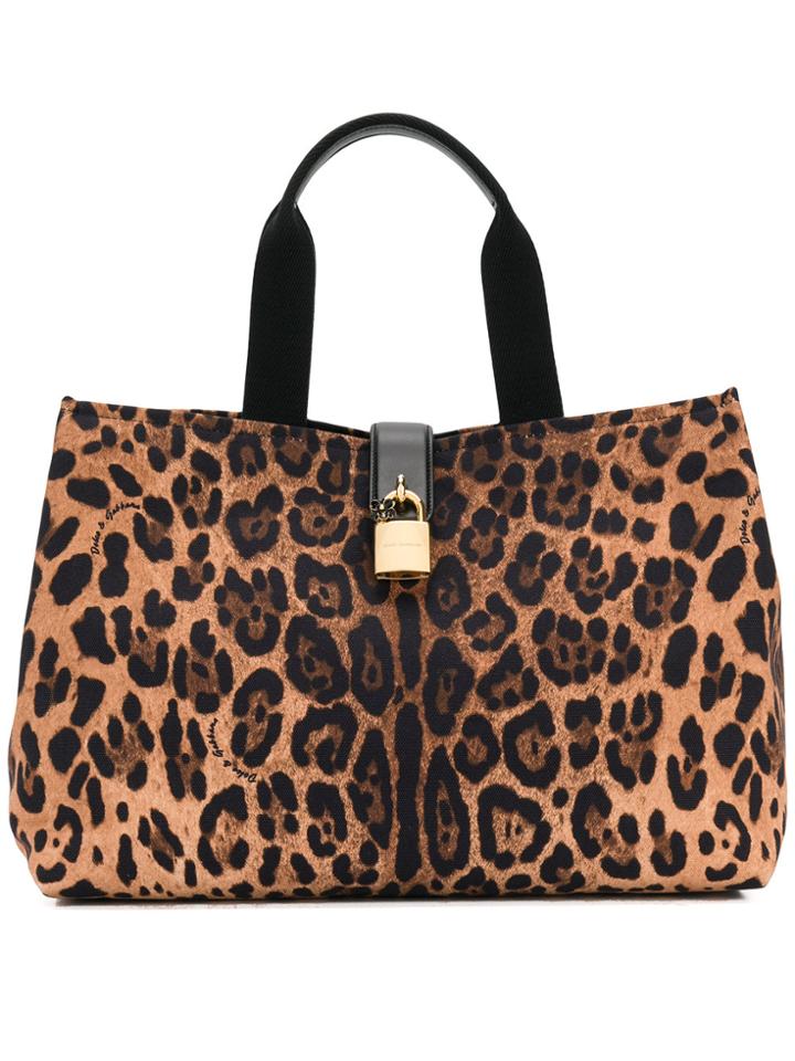 Dolce & Gabbana Leopard Print Tote Bag - Brown