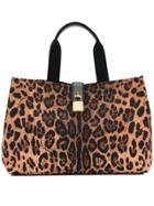 Dolce & Gabbana Leopard Print Tote Bag - Brown