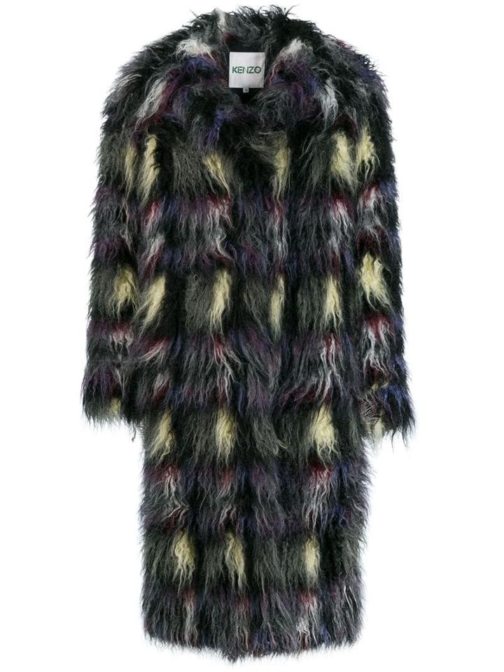 Kenzo Fuzzy Faux-fur Coat - Grey