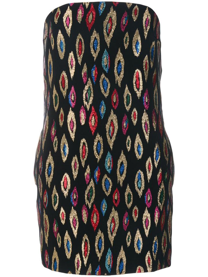 Saint Laurent Embroidered Fitted Dress - Multicolour