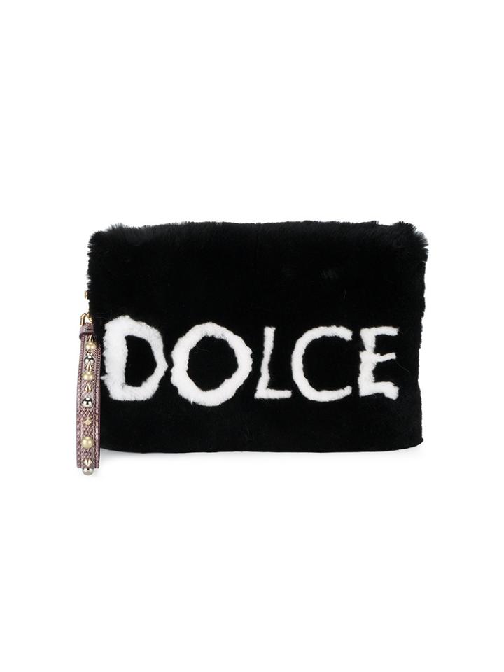 Dolce & Gabbana Cleo Fur Clutch Bag - Black