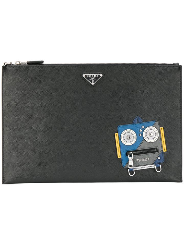 Prada Robot Clutch Baga Front L - Black