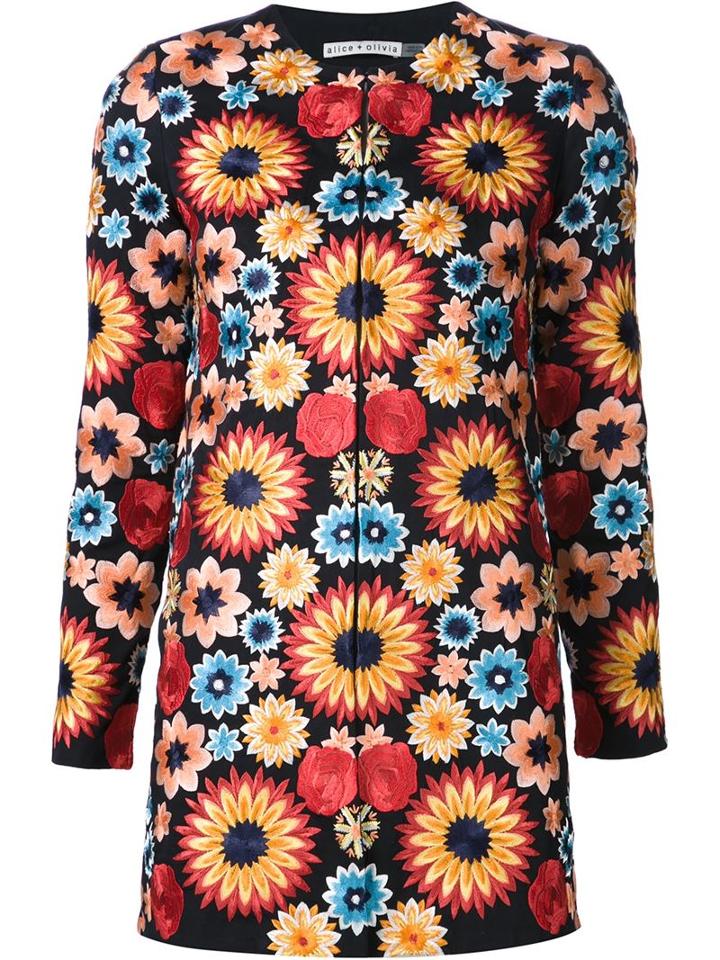 Alice+olivia Embroidered Flowers Jacket
