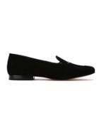 Blue Bird Shoes Embroidered Suede Drinks Loafers - Black
