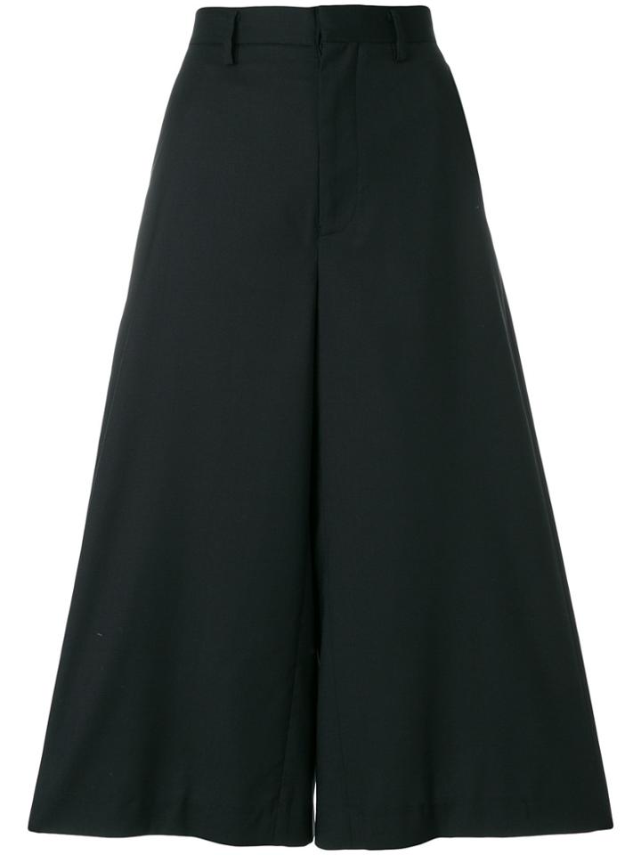 Comme Des Garçons Noir Kei Ninomiya Wide Leg Cropped Trousers - Black