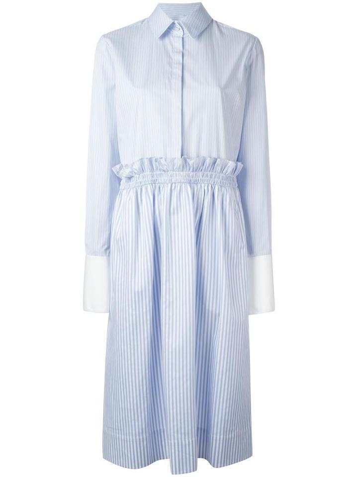 Victoria Victoria Beckham Striped Flared Shirt Dress, Women's, Size: 38, Blue, Cotton
