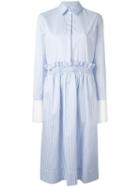 Victoria Victoria Beckham Striped Flared Shirt Dress, Women's, Size: 38, Blue, Cotton